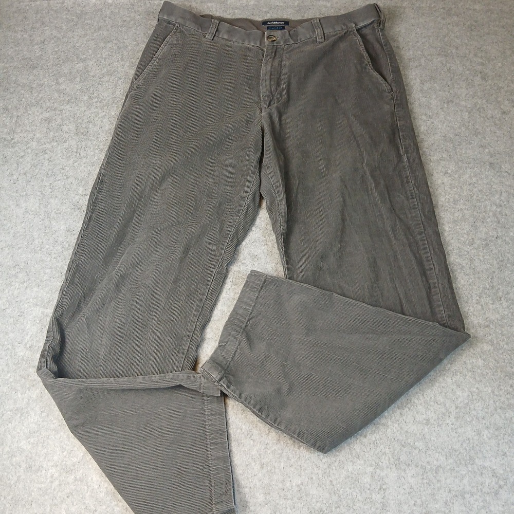 Croft & Barrow Corduroy Pants Mens 34x32 Grey Classic Fit Straight Leg Cotton